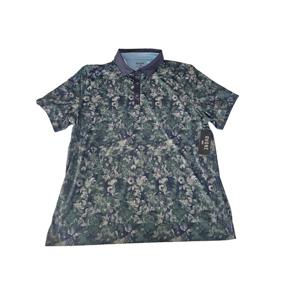 RHONE NWT XXL Mens Polo Shirt Floral Print Athletic Golf Casual Top - Picture 1 of 3